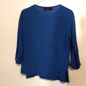 Blue Thin 3/4-Sleeve Unbalance Knit Sweater